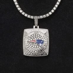 New England Patriots Championship Pendant - White Gold