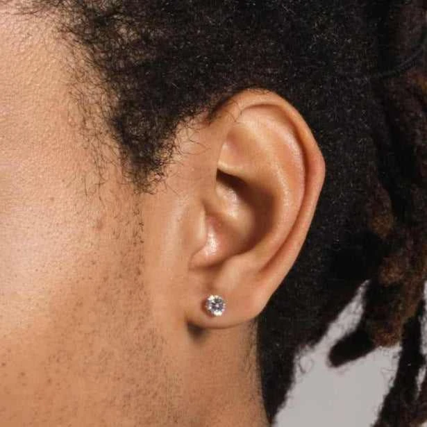 14k Round Cut Diamond Earring - Single Stud - Image 3