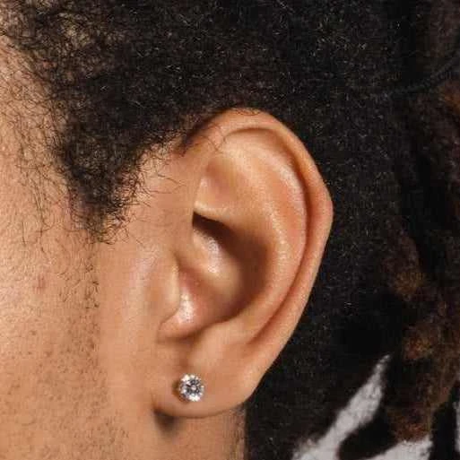 14k Round Cut Diamond Earring - Single Stud - Image 2