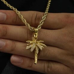 18k Vermeil Iced Palm Tree
