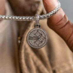 Pittsburgh Steelers Micro Logo Pendant - White Gold