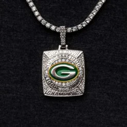 Green Bay Packers Championship Pendant - White Gold