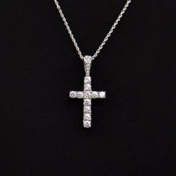 Micro Diamond Cross In White Gold