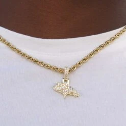 Denver Broncos Micro Logo Pendant - Yellow Gold