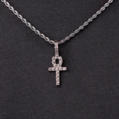Micro Ankh Cross In White Gold