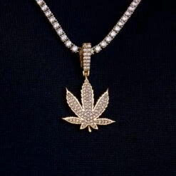 Iced Weed Leaf Pendant