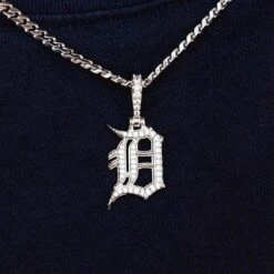 Detroit Tigers Micro Pendant In White Gold