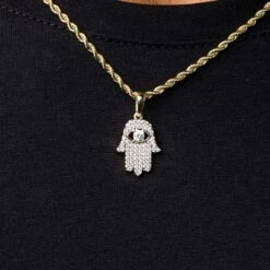 18k Vermeil Micro Iced Hamsah Pendant