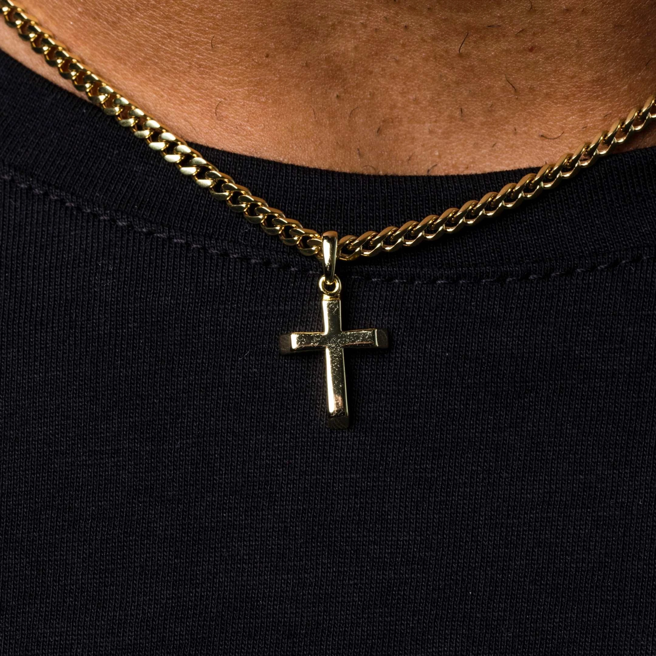 18k Vermeil Micro Simple Cross Pendant In Yellow Gold