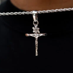 Crucifix In White Gold