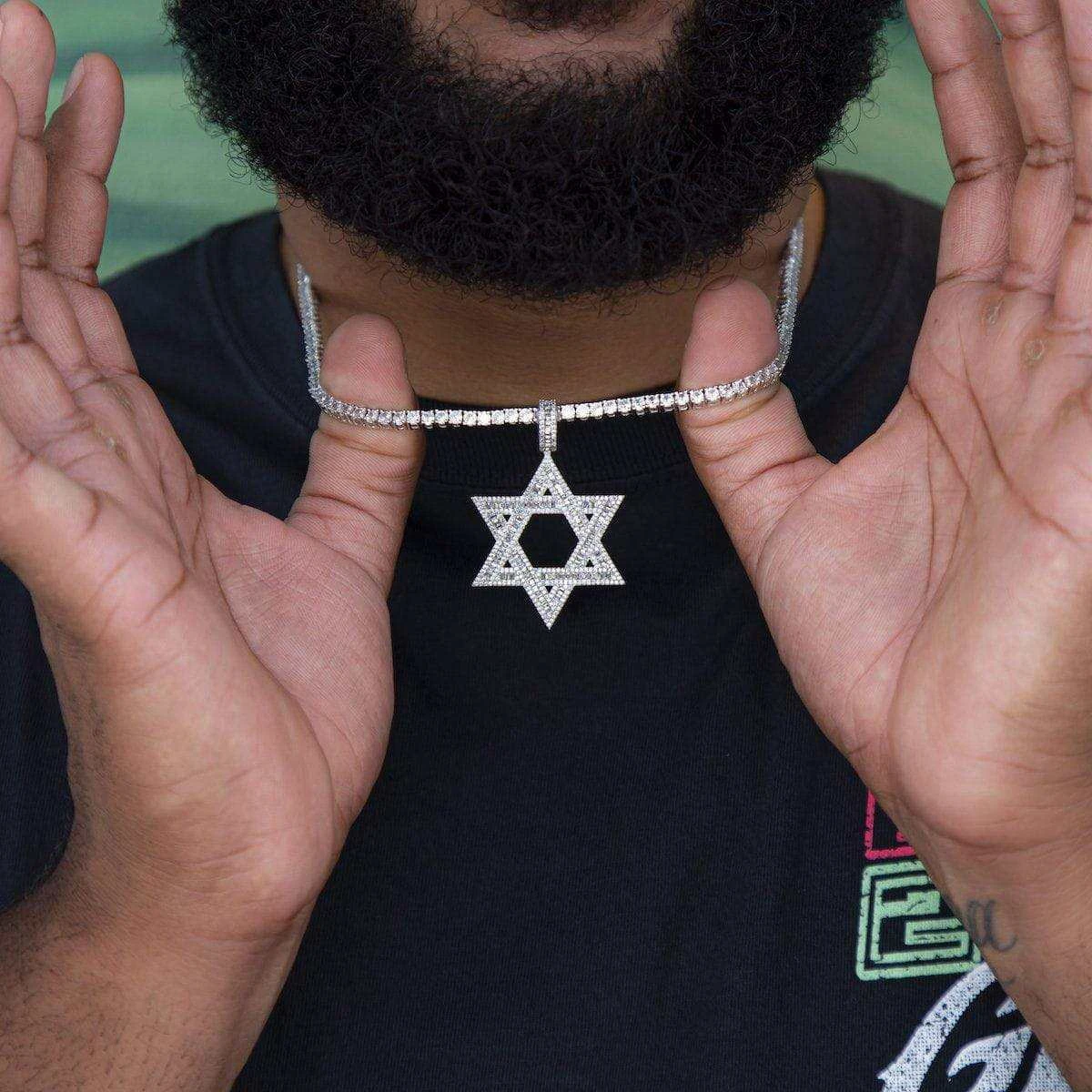 Star Of David Pendant In White Gold - Image 3