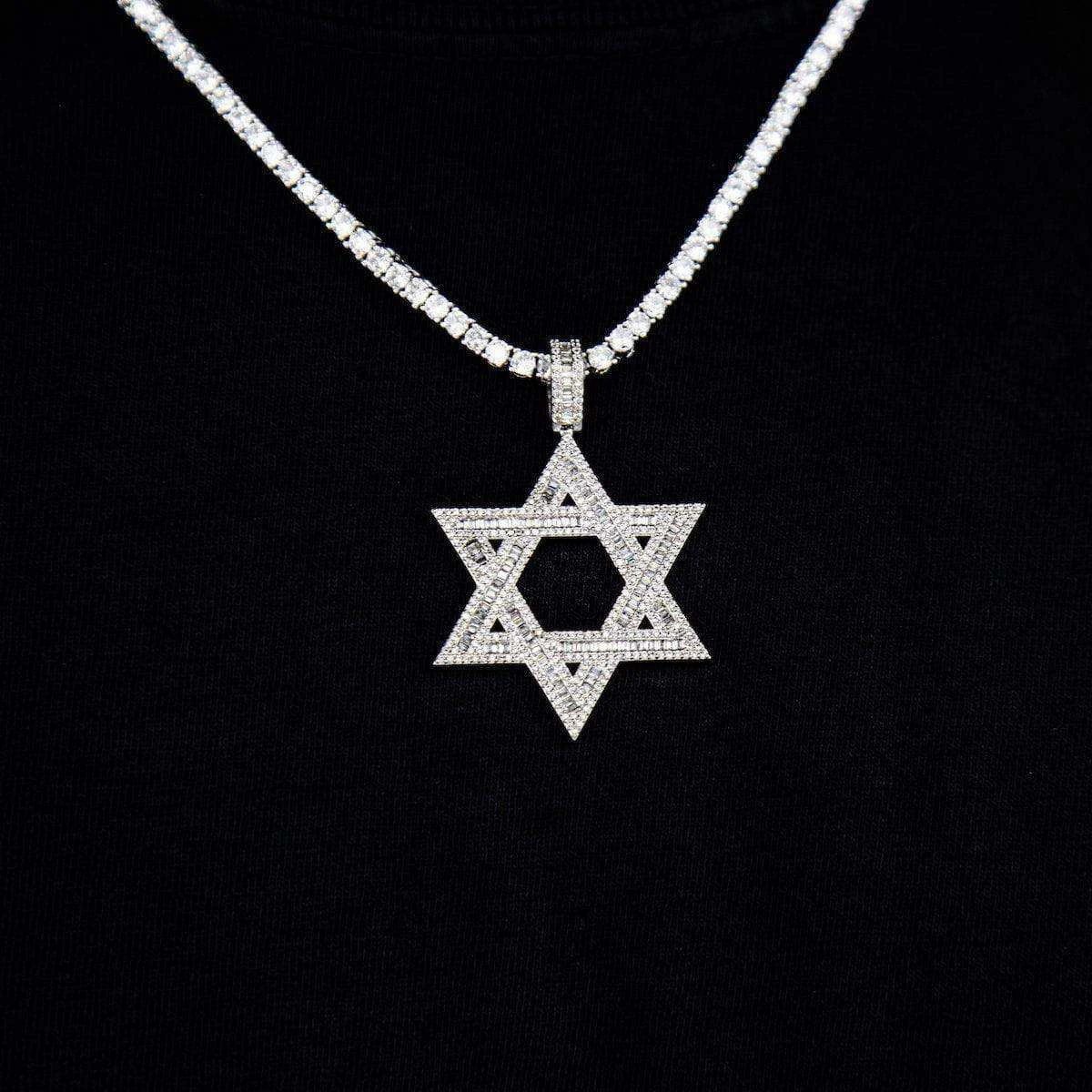 Star Of David Pendant In White Gold - Image 6